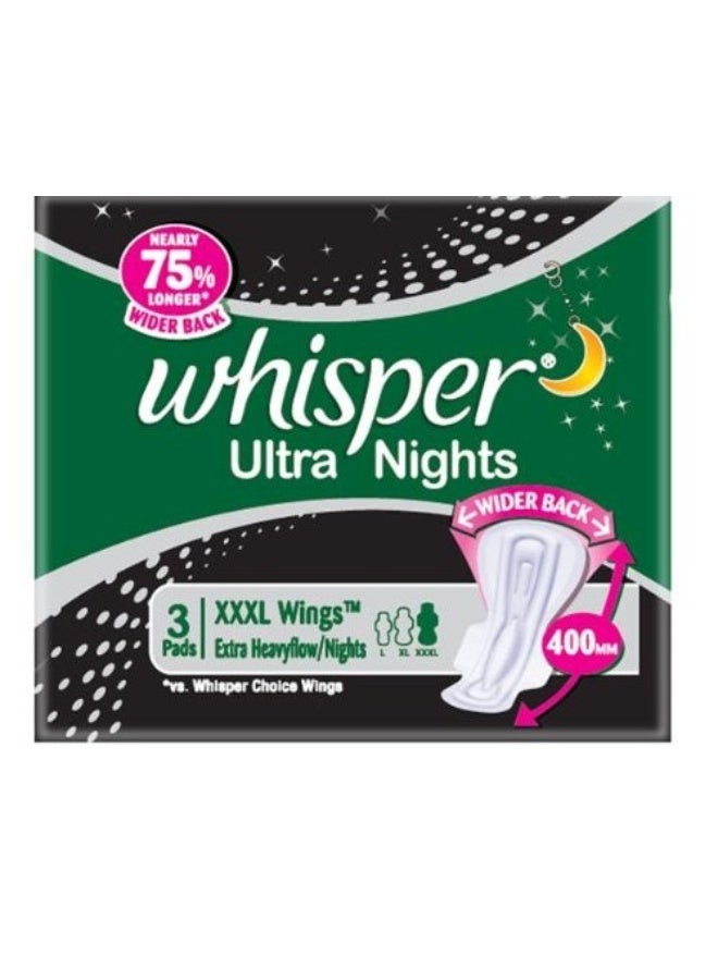 Whisper وسادات ويزبر الترا نايتس تدفق إضافي ثقيل - أجنحة XXXL (عبوة من 3 وسادات) - Image 2
